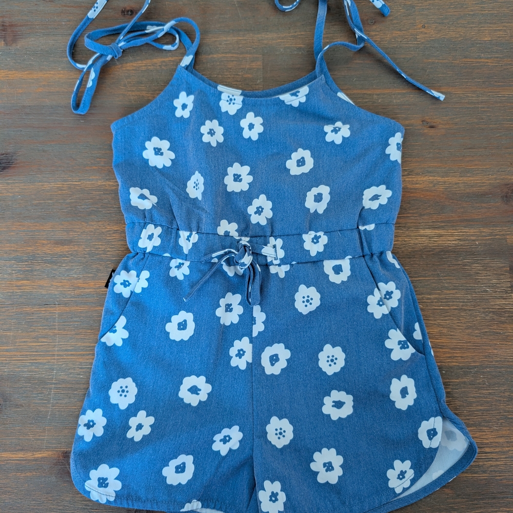 Blue Floral Kids Romper
